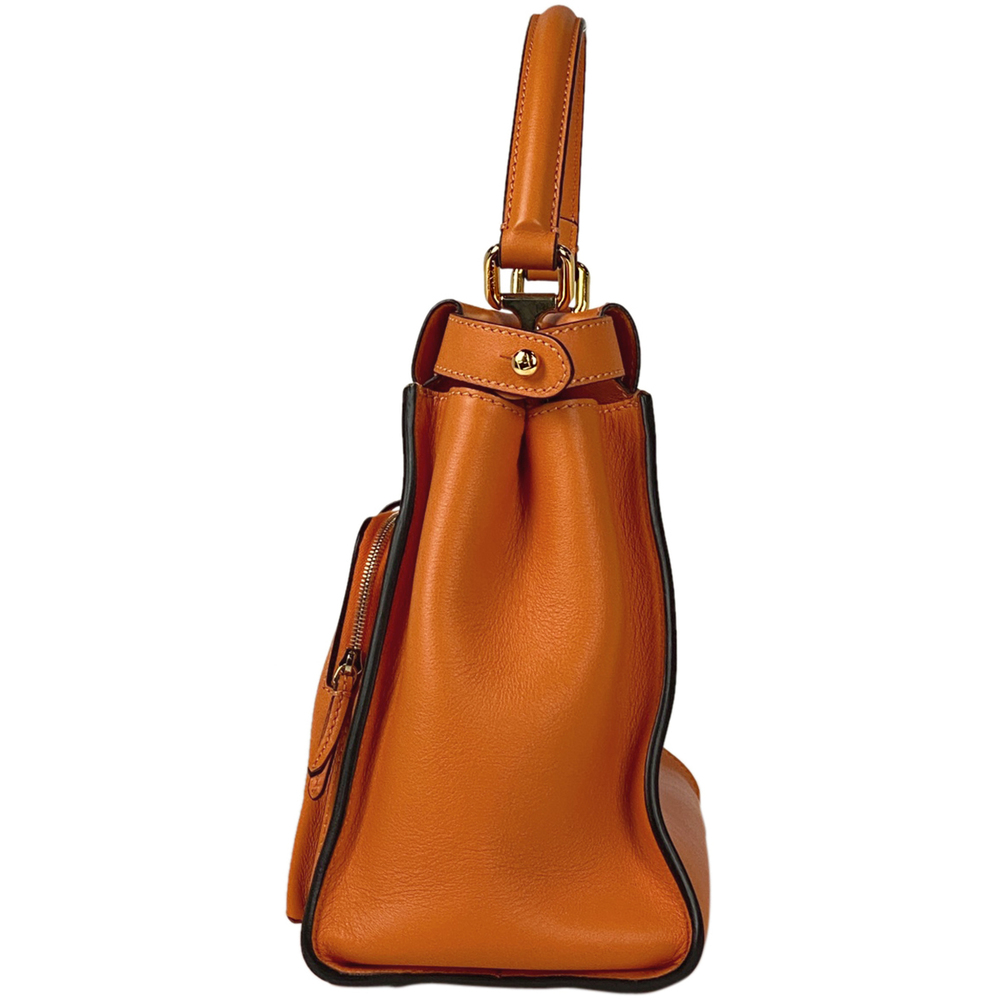 Fendi Peekaboo Regular Leather Shoulder Bag Orange - Picture 2 of 13
